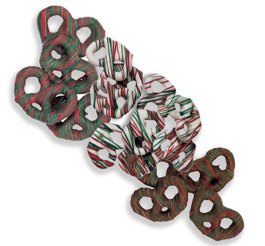 Milk Chocolate Covered Pretzels Red and Green